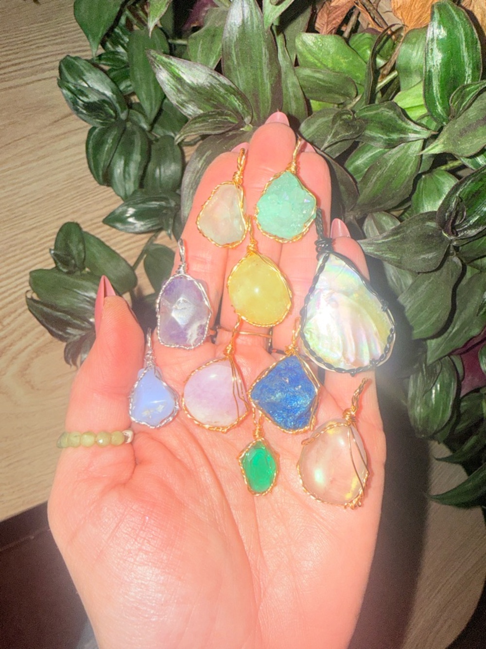 Handmade Multicolor Gemstone Pendants in show